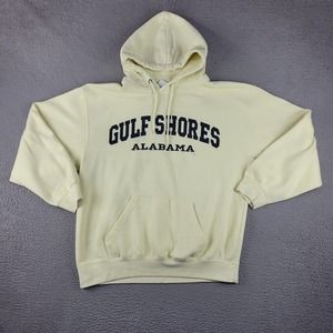 Gulf Shores Alabama Hoodie Mens Medium Yellow Destination Beach Pullover Sweater